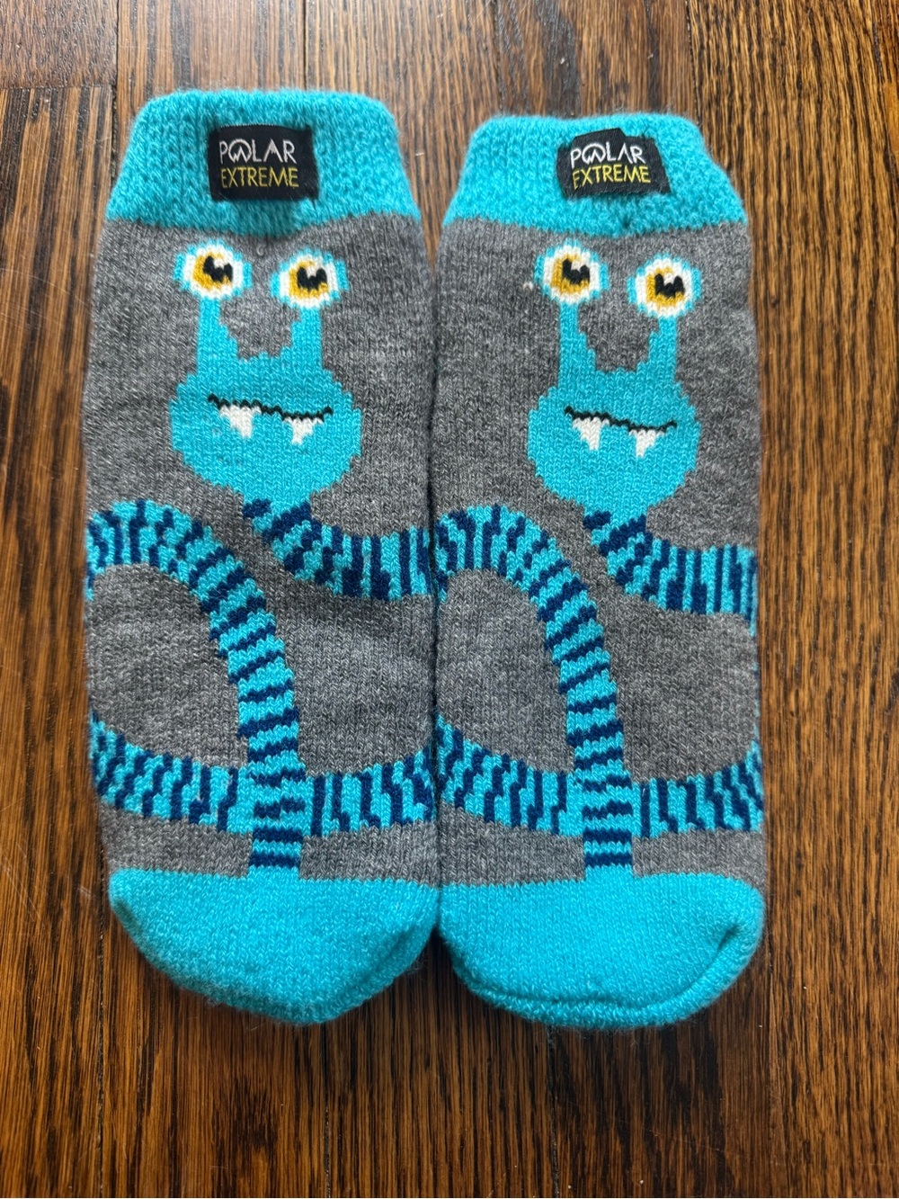 Polar Extreme Kids Teal & Gray Monster Ankle Socks